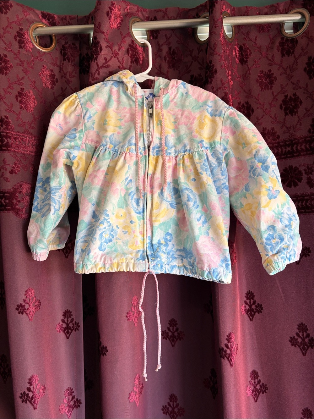 3/$20 Vintage Pastel Floral Hooded Toddler Zip Jacket Size 4T